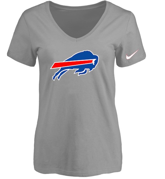 Buffalo Bills L.Grey Womens Logo V-neck T-Shirt