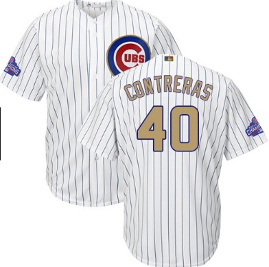 MLB Chicao Cubs #40 Willson Contreras White Gold Program Jersey