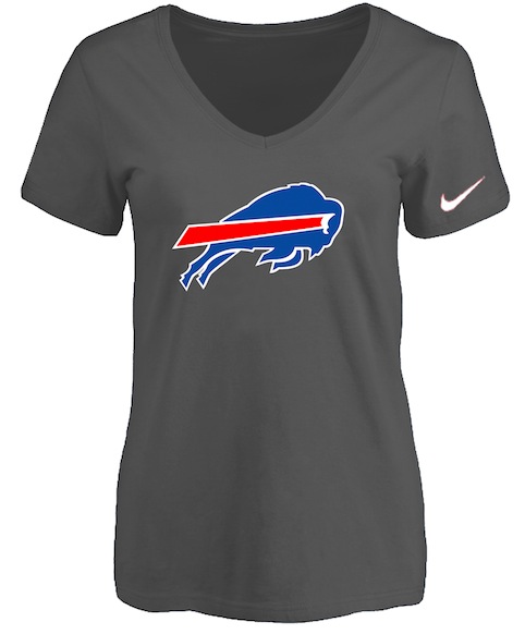Buffalo Bills D.Grey Womens Logo V-neck T-Shirt
