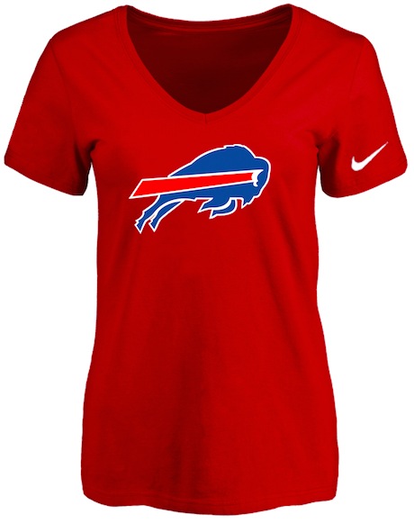 Buffalo Bills Red Womens Logo V-neck T-Shirt