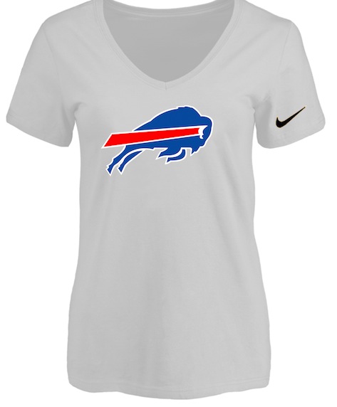 Buffalo Bills White Womens Logo V-neck T-Shirt