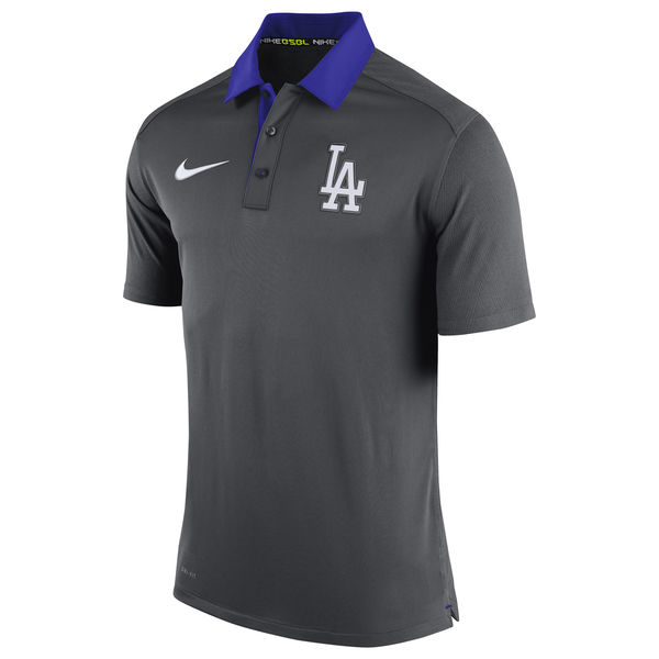 Mens Los Angeles Dodgers Nike Anthracite Authentic Collection Dri-FIT Elite Polo
