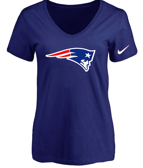 New England Patriots D.Blue Womens Logo V-neck T-Shirt