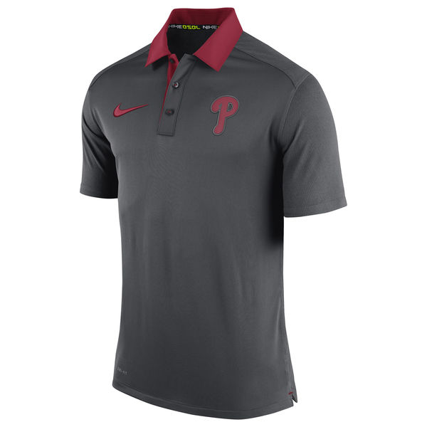 Mens Philadelphia Phillies Nike Anthracite Authentic Collection Dri-FIT Elite Polo