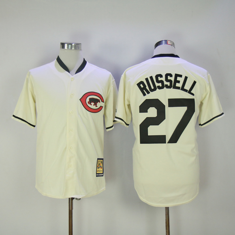 MLB Chicago Cubs #27 Russell Cream Throwback Jersey