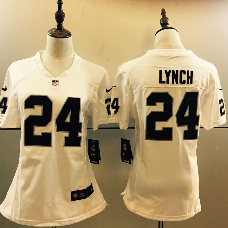 Nike Oakland Raiders #24 Lynch White Womens Jersey