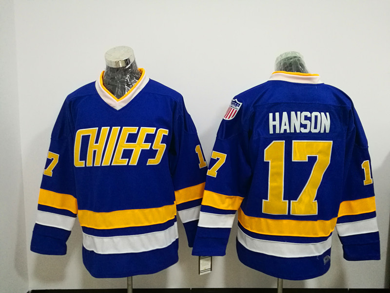 NHL Chiefs #17 Hanson Hockey Ice Winter Blue Jersey