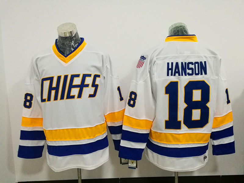 NHL Chiefs #18 Hanson Hockey Ice Winter White Jersey