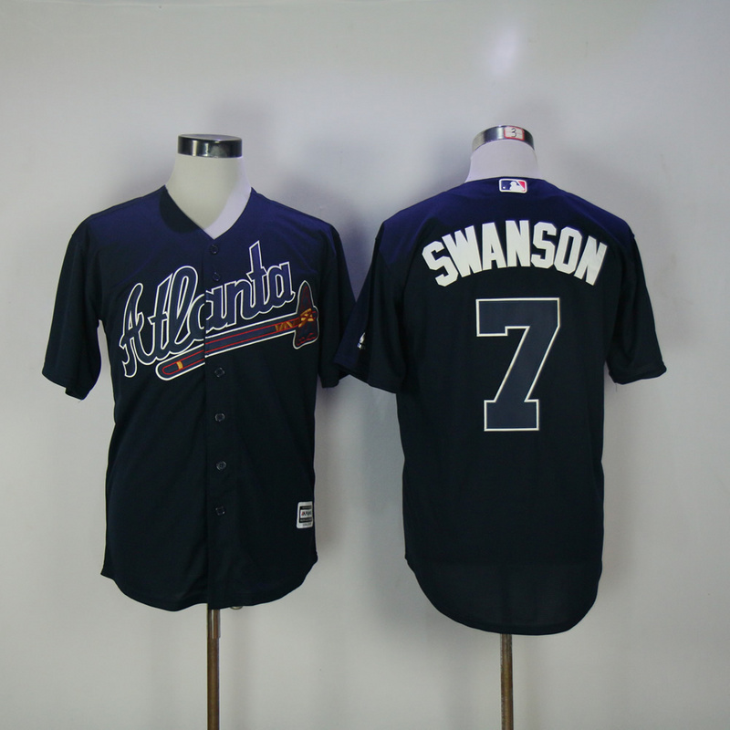 MLB Atlanta Braves #7 Swanson Blue Game Jersey