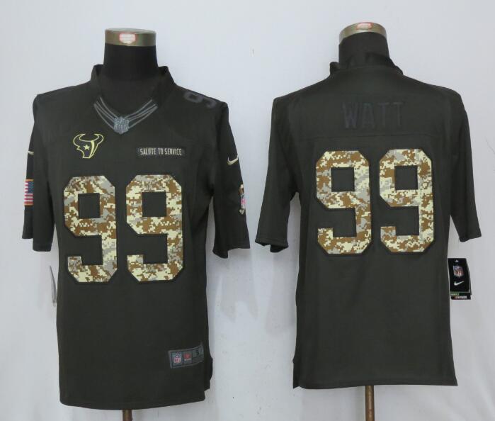 Nike Mens Houston Texans 99 Watt Anthracite Salute To Service Limited Jersey