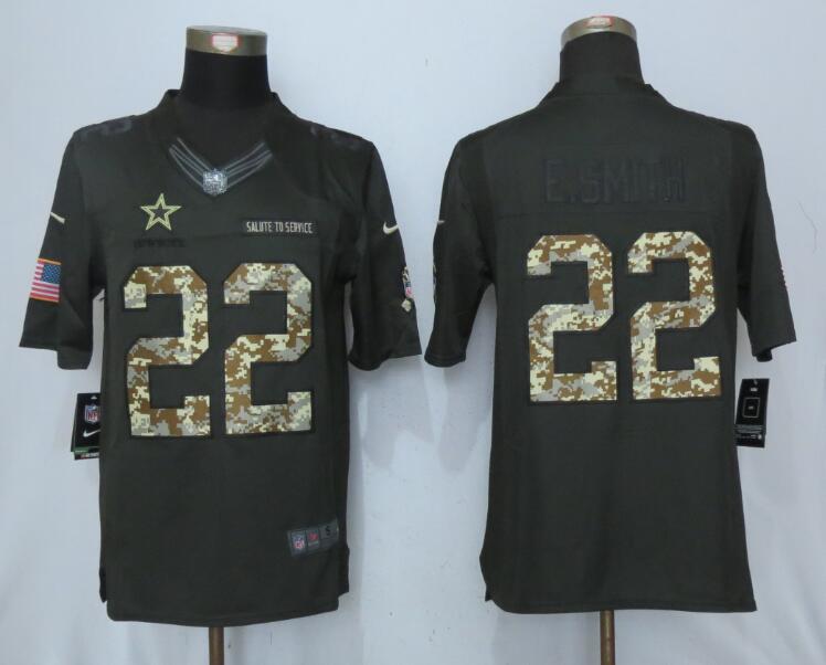 Nike Dallas Cowboys 22 E.Smith Anthracite Salute To Service Limited Jersey