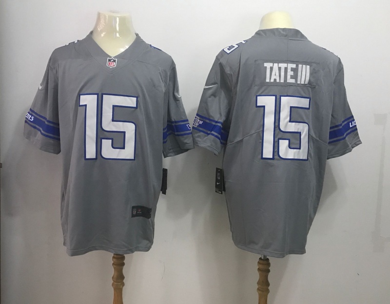 NFL Detriot Lions #15 Tate III Grey Color RushJersey