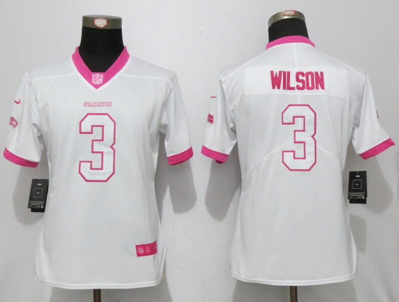 Women Nike Seattle Seahawks #3 Wilson Rush Fashion Jersey  