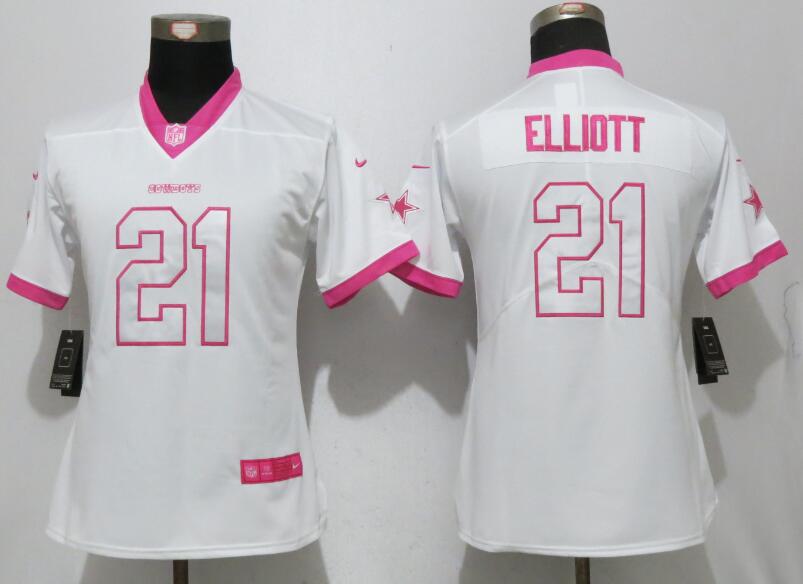 Women Nike Dallas Cowboys #21 Elliott NFL Rush Fashion Jersey