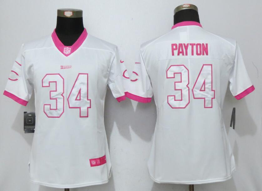 Women New Nike Chicago Bears #34 Payton Pink Fashion Jersey  