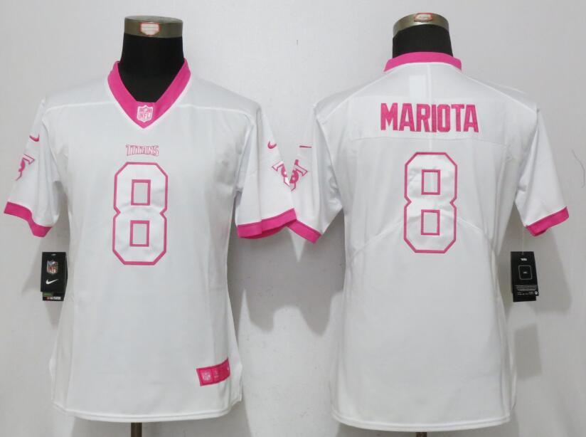 Women Nike Tennessee Titans #8 Mariota Pink Rush Fashion Jersey  