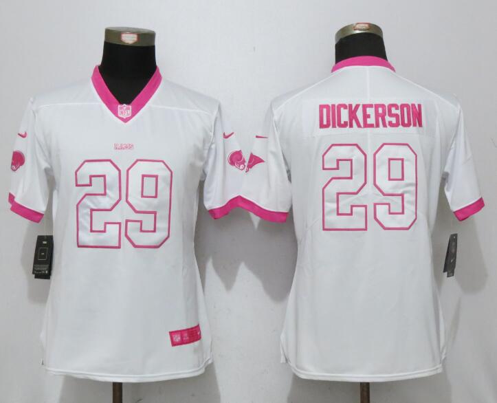 Women New Nike Los Angeles Rams 29 Dickerson Pink Rush Fashion Jersey