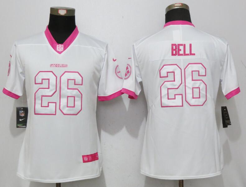 Women New Pittsburgh Steelers 26 Bell Pink NFL Elite Rush Fashion Jersey
