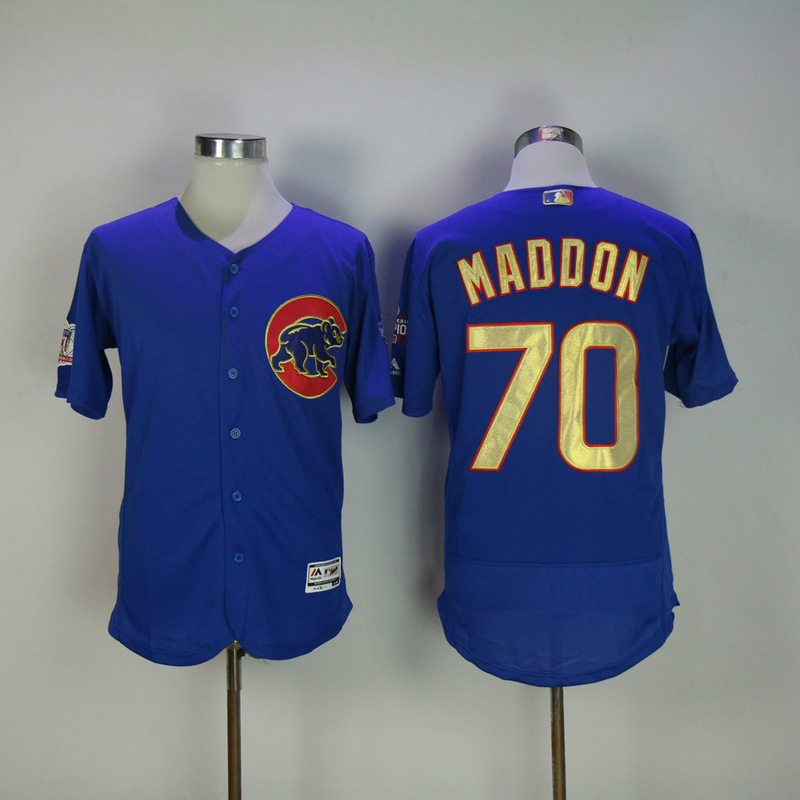 MLB Chicago Cubs #70 Maddon Blue Gold Champion Elite Jersey