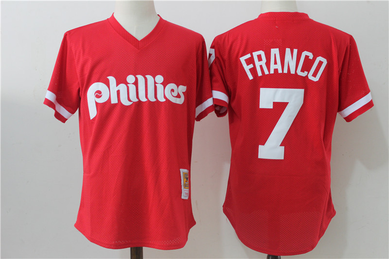 MLB Philadelphia Phillies #7 Franco Red Throwback Jersey