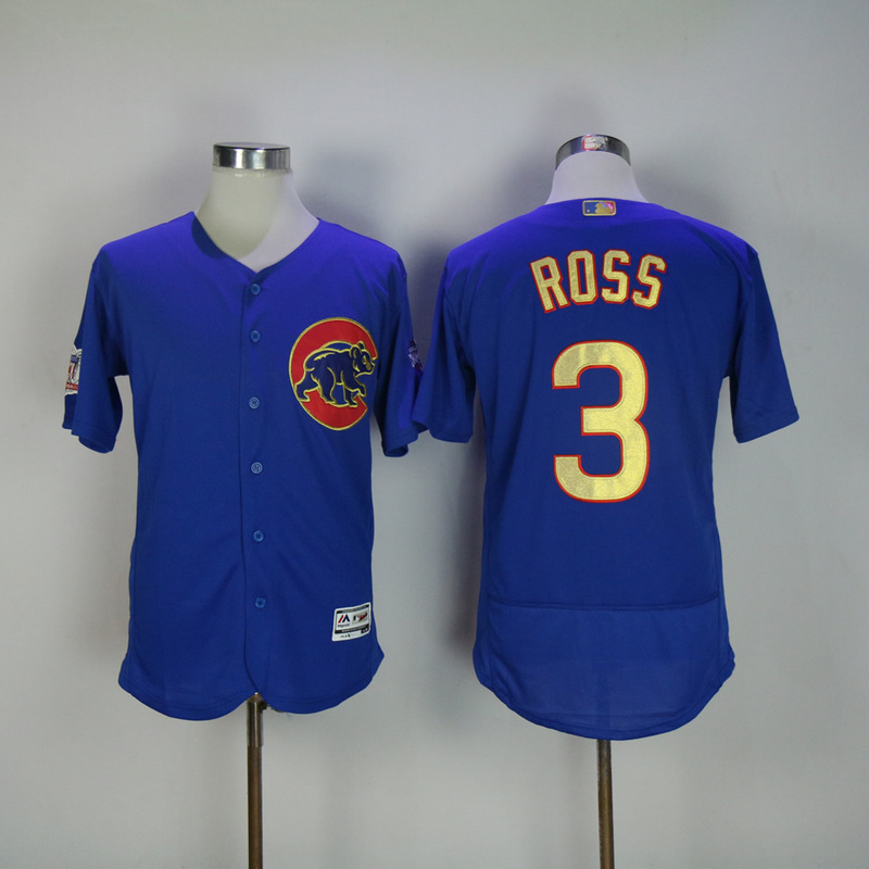 MLB Chicago Cubs #3 Ross Blue Gold Champion Elite Jersey