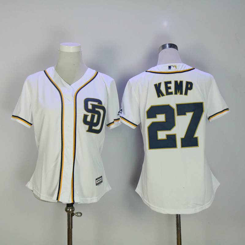 Women MLB San Diego Padres #27 Kemp White Jersey