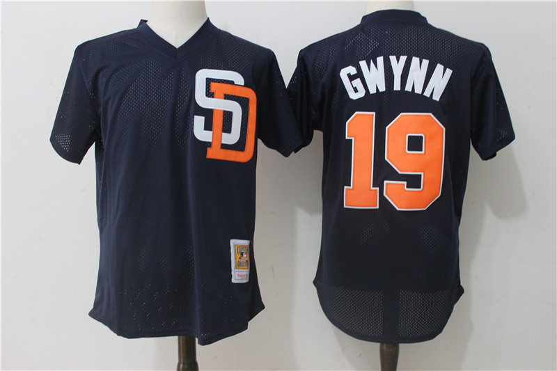 MLB San Diego Padres #19 Gwynn Blue Throwback Jersey