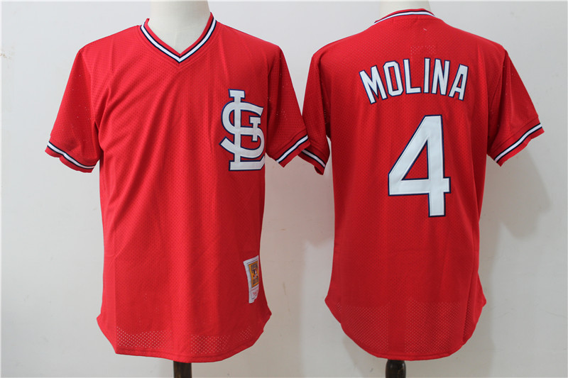 MLB St. Louis Cardinals #4 Molina Red Throwback Jersey