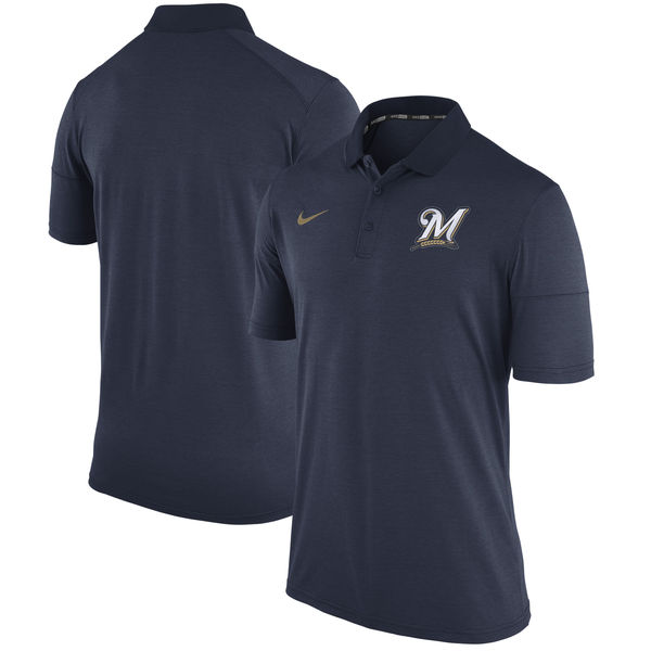 Mens Milwaukee Brewers Nike Navy Polo