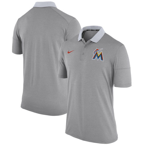 Mens Miami Marlins Nike Gray Polo