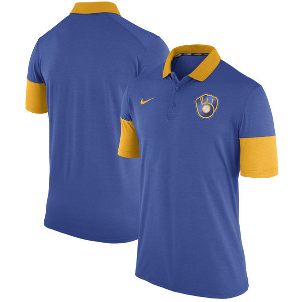 Mens Milwaukee Brewers Nike Royal Polo