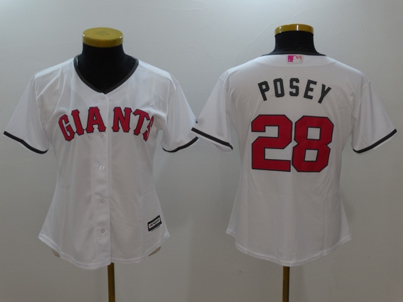 Womens San Francisco Giants #28 Posey White Jersey