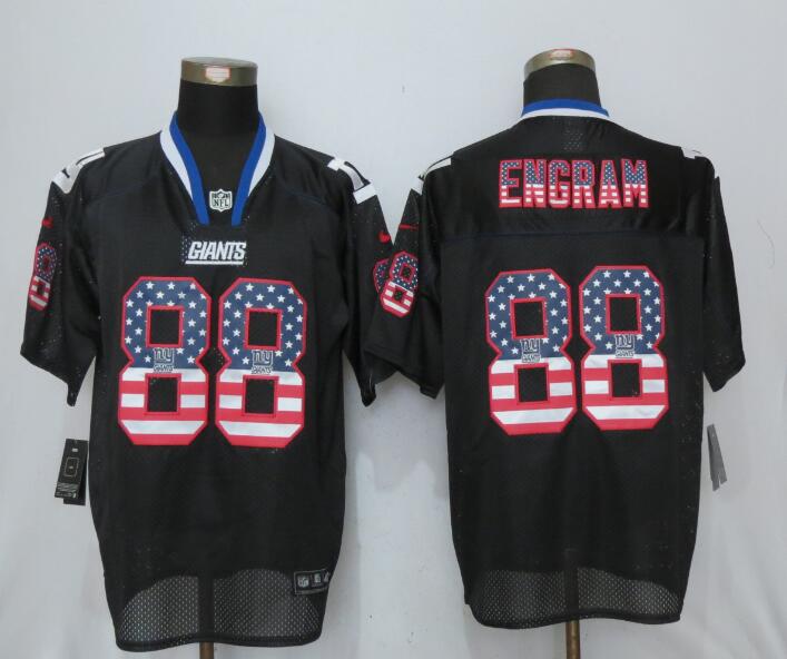 New Nike New York Giants #88 Engram USA Flag Fashion Black Elite Jerseys  