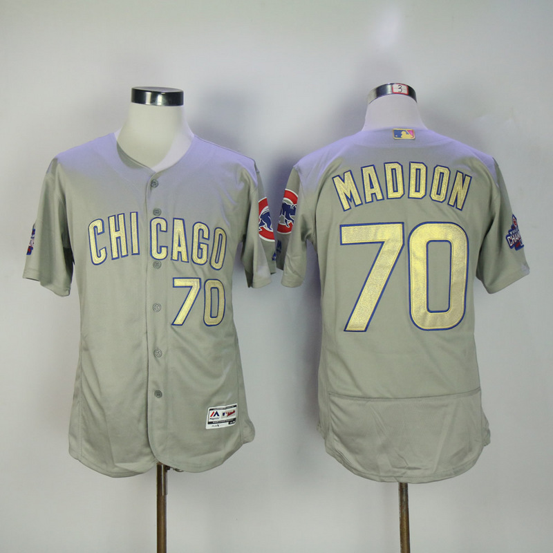 MLB Chicago Cubs #70 Maddon Grey Gold Champion Elite Jersey