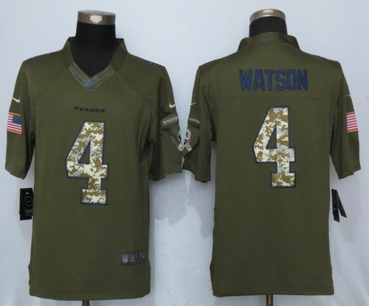 New Nike Houston Texans #4 Watson Green Salute To Service Limited Jersey