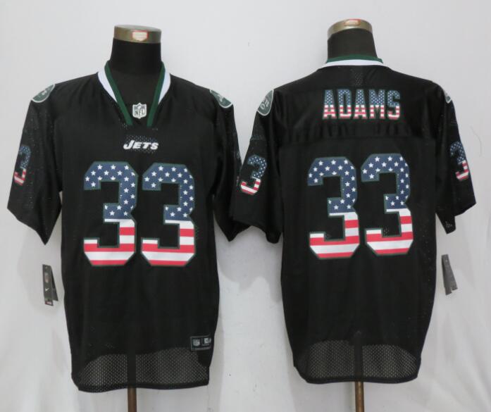New Nike New York Jets #33 Adams USA Flag Fashion Black Elite Jerseys  
