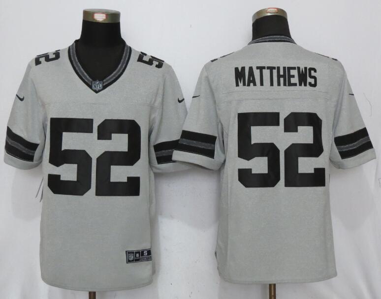New Nike Green Bay Packers #52 Matthews Gridiron Gray II Limited Jersey