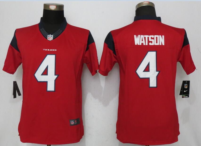 Women New Nike Houston Texans #4 Watson Red Jerseys  