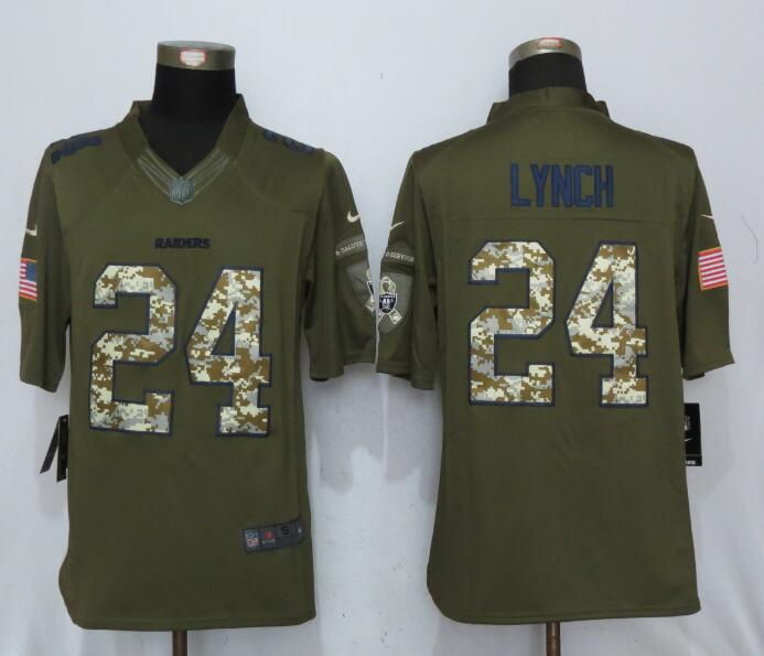 New Nike Oakland Raiders #24 Lynch Green Salute To Service Limited Jersey  