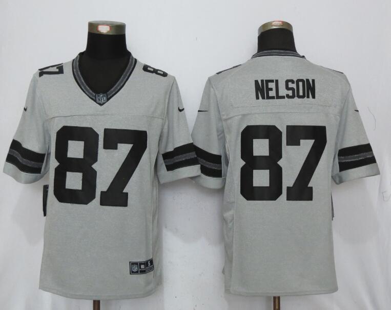 New Nike Green Bay Packers #87 Nelson Gridiron Gray II Limited Jersey