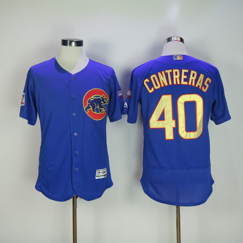 MLB Chicago Cubs #40 Contreras Blue Gold Elite Champions Jersey