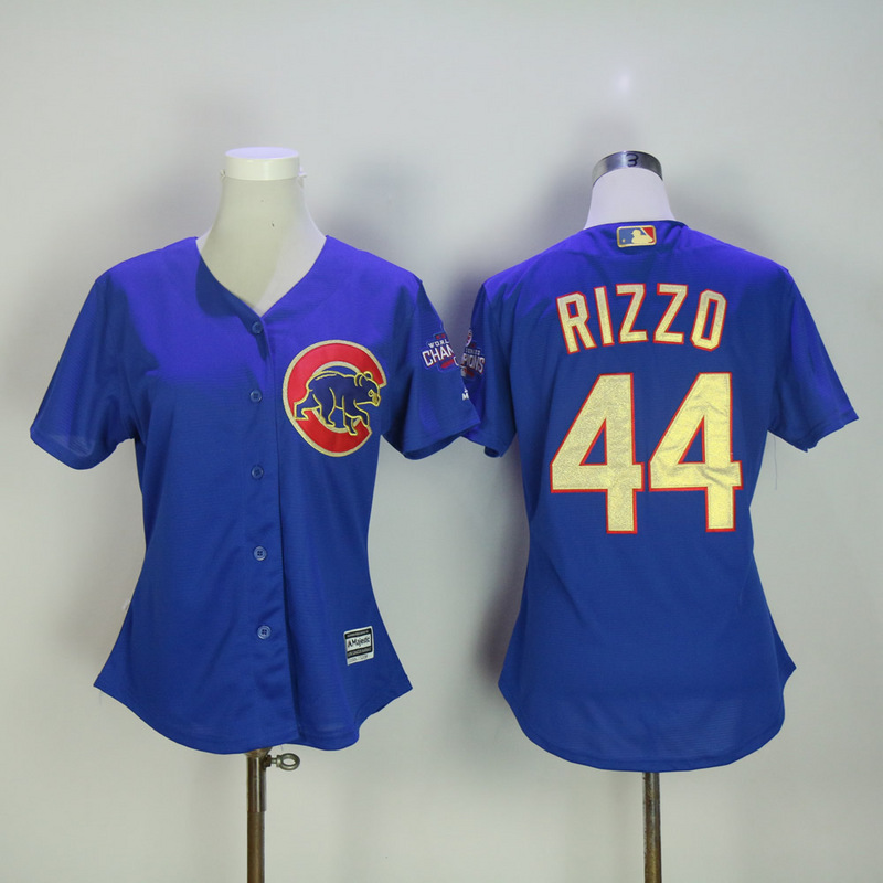 Womens MLB Chicago Cubs #44 Rizzo Blue Jersey