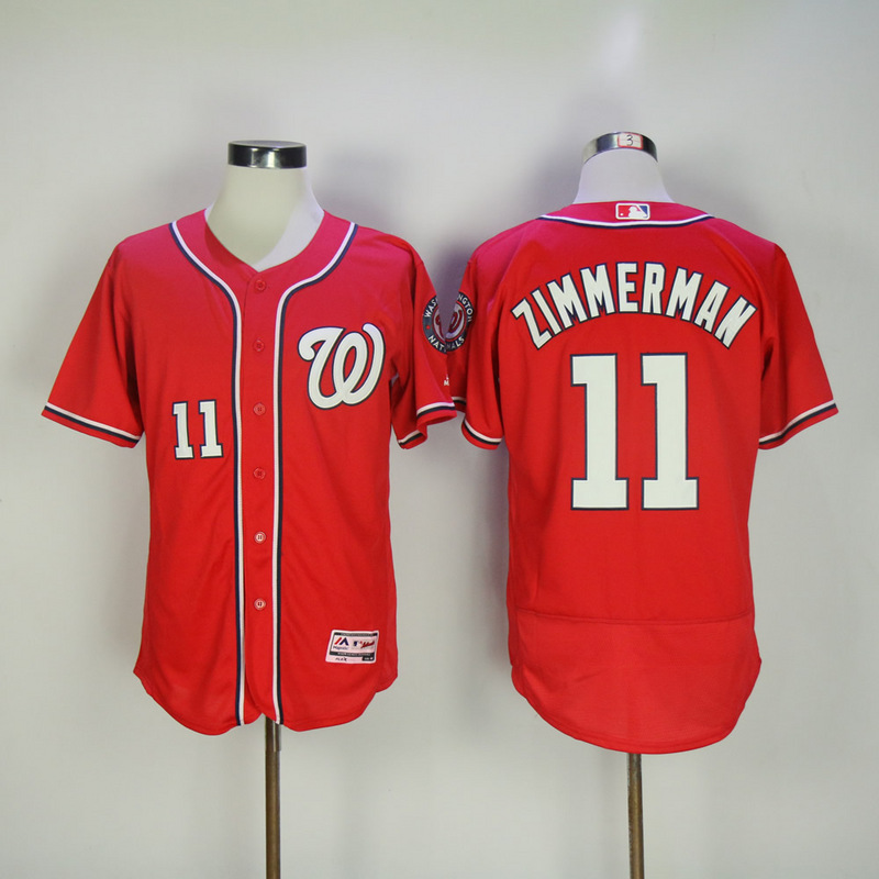 MLB Washington Nationals #11 Zimmerman Red Elite Jersey