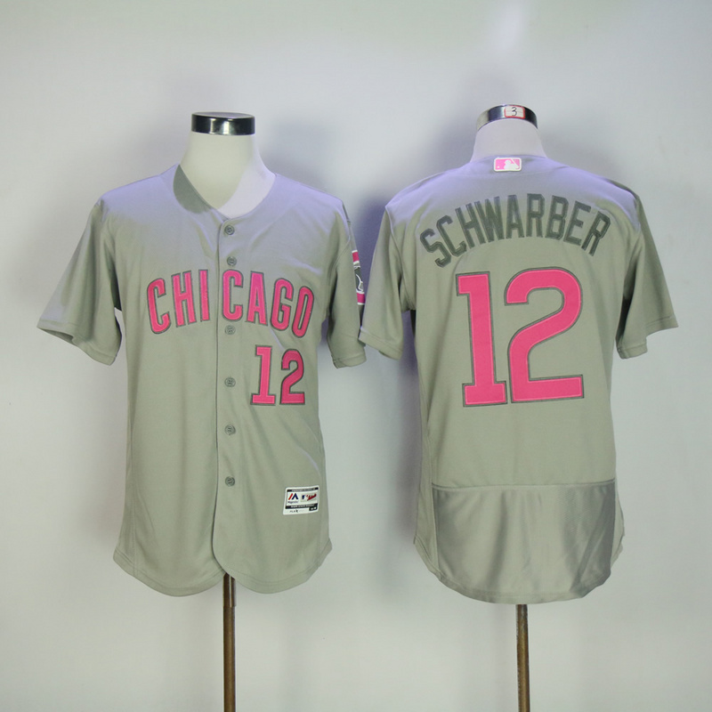 MLB Chicago Cubs #12 Schwarber Grey Mothers Day Jersey