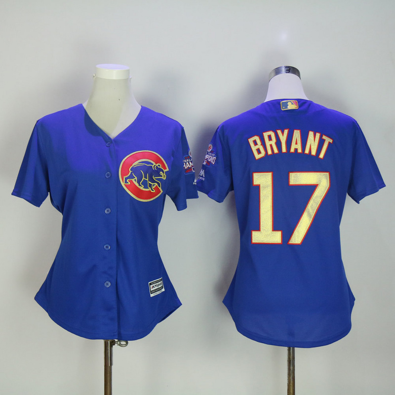 Womens MLB Chicago Cubs #17 Bryant Blue Jersey