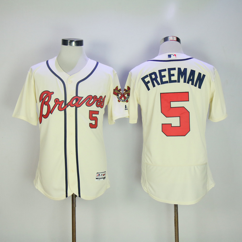 MLB Atlanta Braves #5 Freeman Cream Elite Jersey