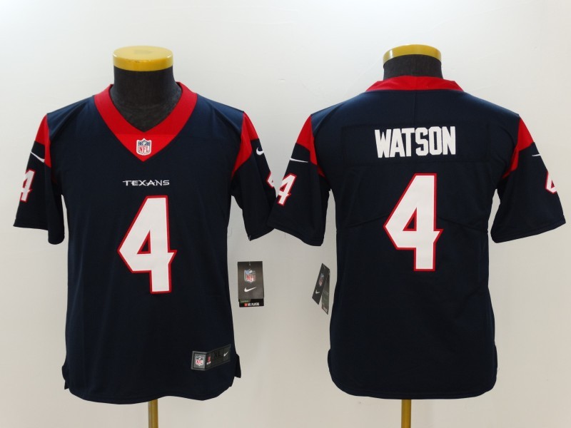 Kids NFL Houston Texans #4 Watson Blue Jersey