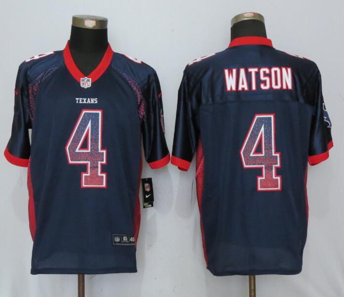 New Nike Houston Texans 4 Watson Drift Fashion Blue Elite Jersey