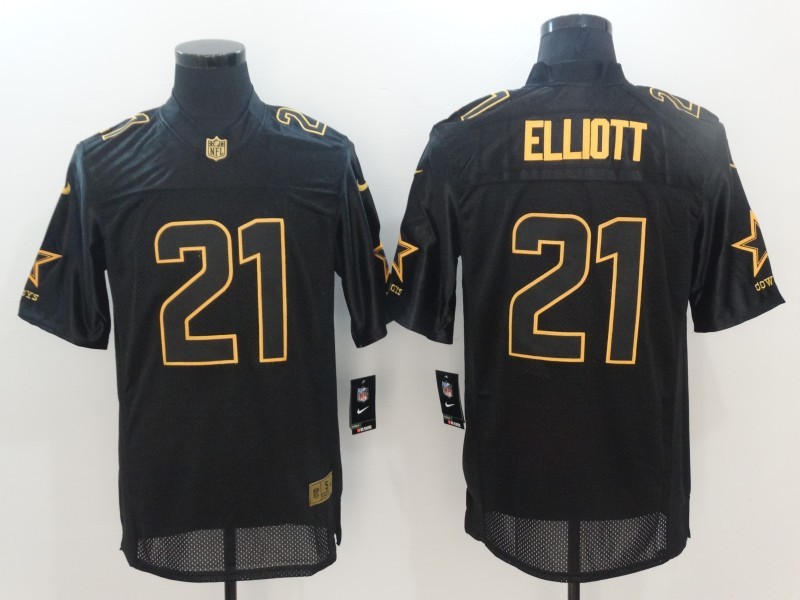 NFL Dallas Cowboys #21 Elliott Black Fashin Elite Jersey