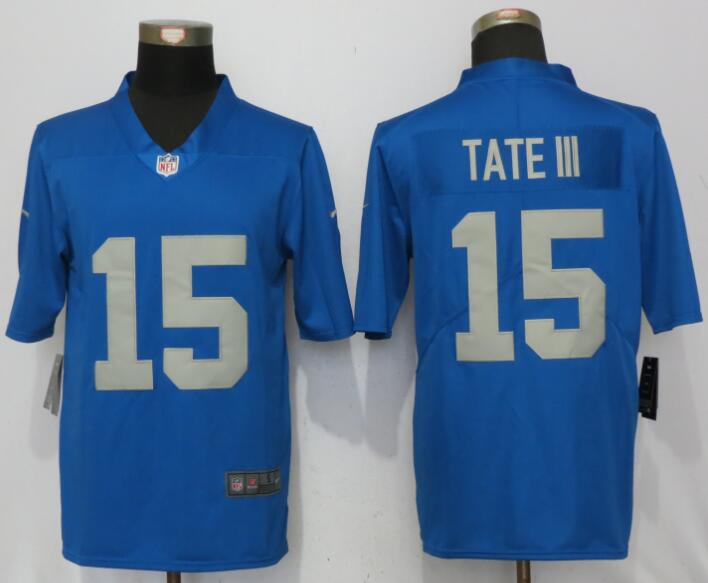 New Nike Detroit Lions #15 Tate III Blue Vapor Untouchable Limited Jersey